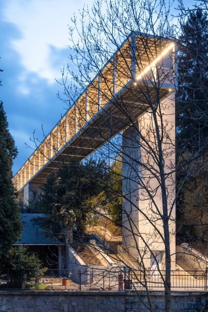 Lit-up footbridge in Czech Republic