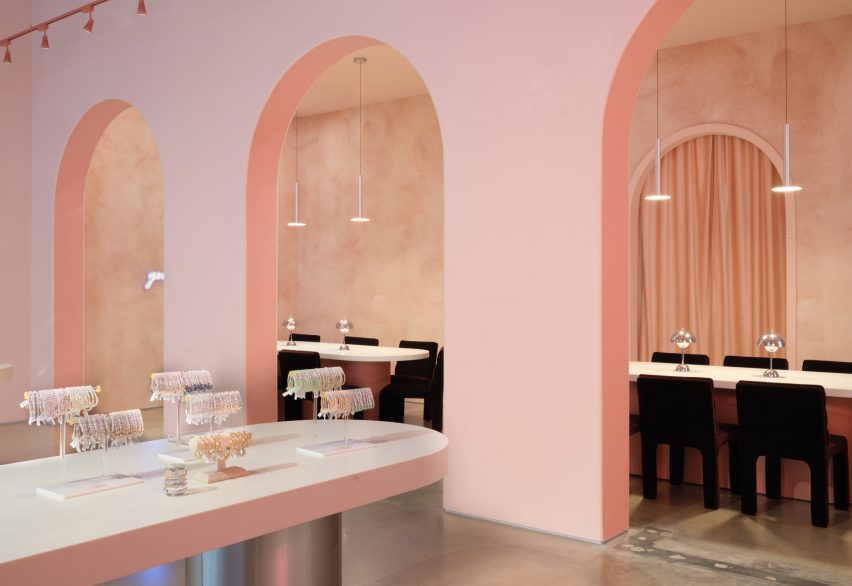 Archways with tables and chairs