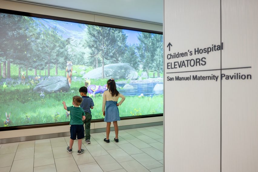 A large screen in a hospital