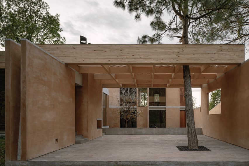 A house with tree on porch