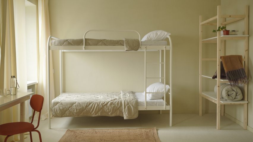 A bedroom in Ukraine's Co-Haty housing project by Metalab