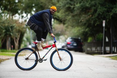 Martellus Bennett riding a bike