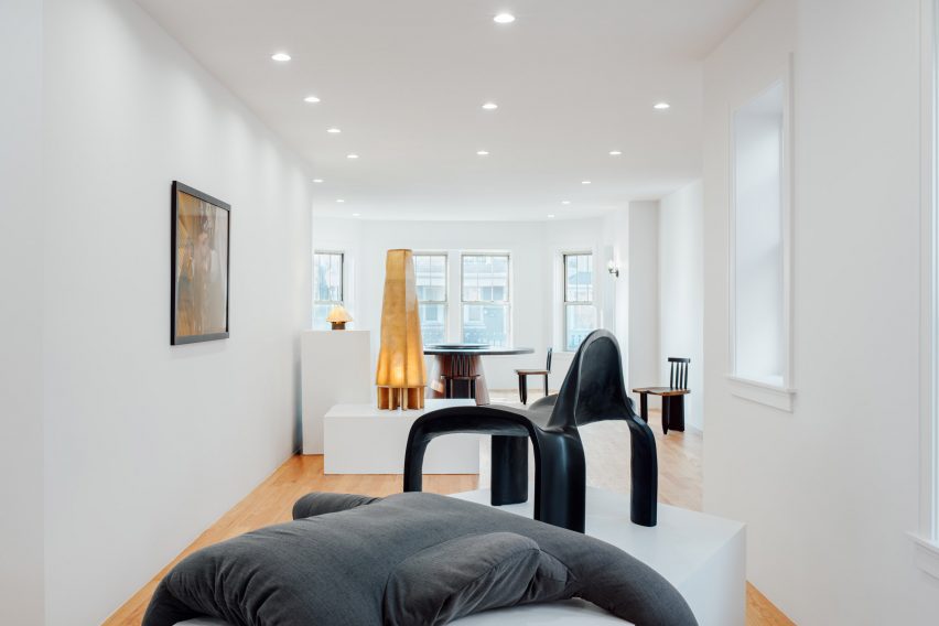 Large speakers and furniture in room