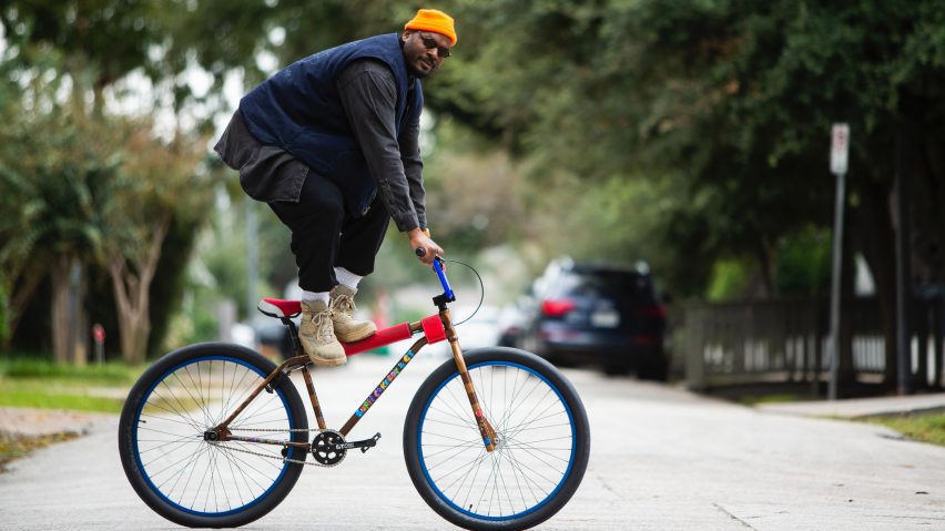 Martellus Bennett riding a bike