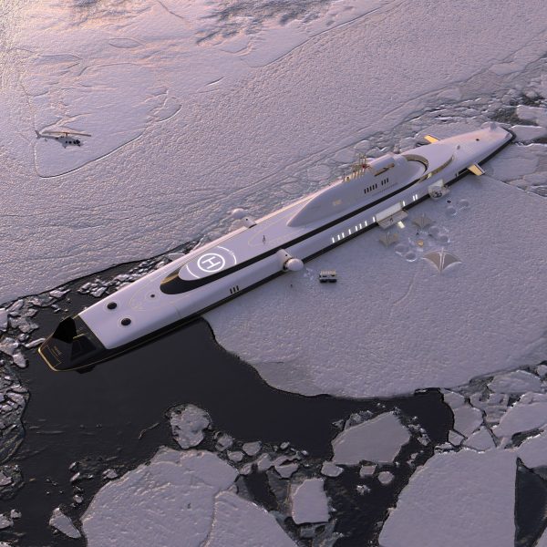 Render of Migaloo M5 submersible superyacht