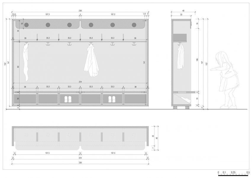 Wardrobe detail of Tartan School by MoDus Architects