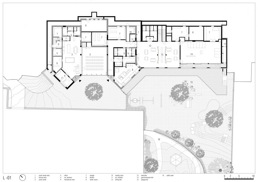 Basement floor plan of Tartan School by MoDus Architects
