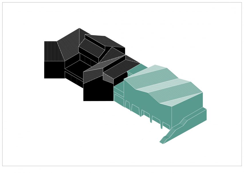 Axonometric scheme of Tartan School by MoDus Architects