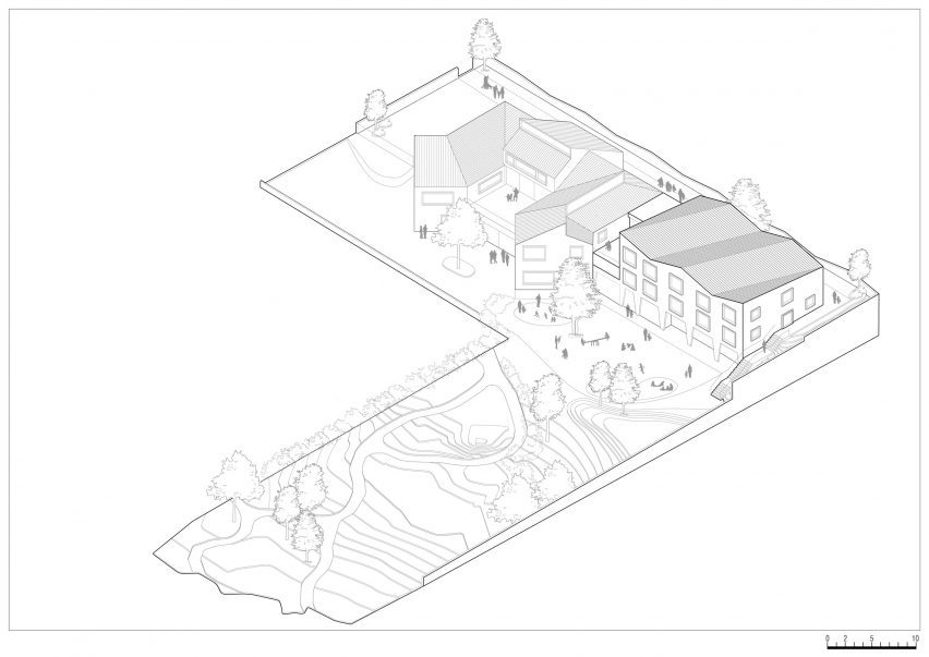 Axonometry of Tartan School by MoDus Architects