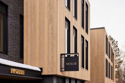 Mollie Aspen's wood-clad exterior