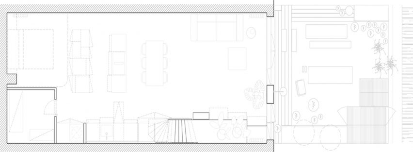 Floor plan of Ulli Heckmann's compact apartment in Rotterdam