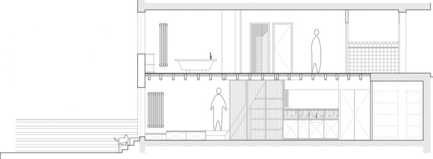 Section of Ulli Heckmann's compact apartment in Rotterdam