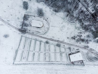 Aerial view of Garden Cemetery by Objektor near Prague