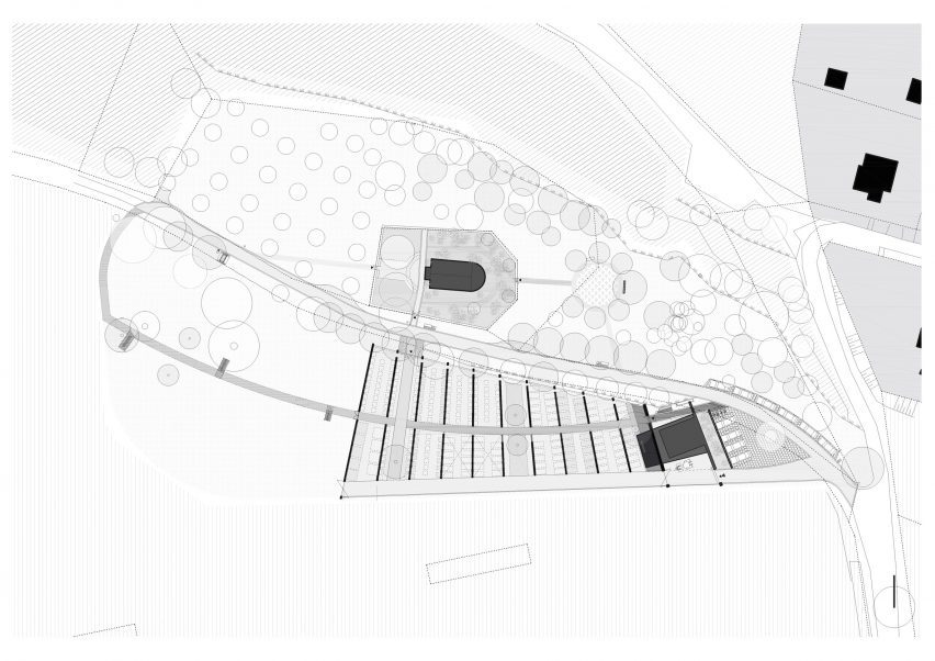 Site plan of the Garden Cemetery by Objektor near Prague