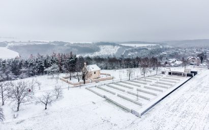 Aerial view of Garden Cemetery by Objektor near Prague