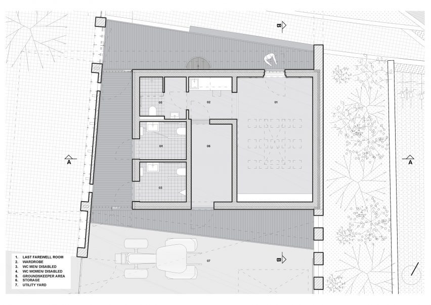 Floor plan of the Garden Cemetery by Objektor near Prague