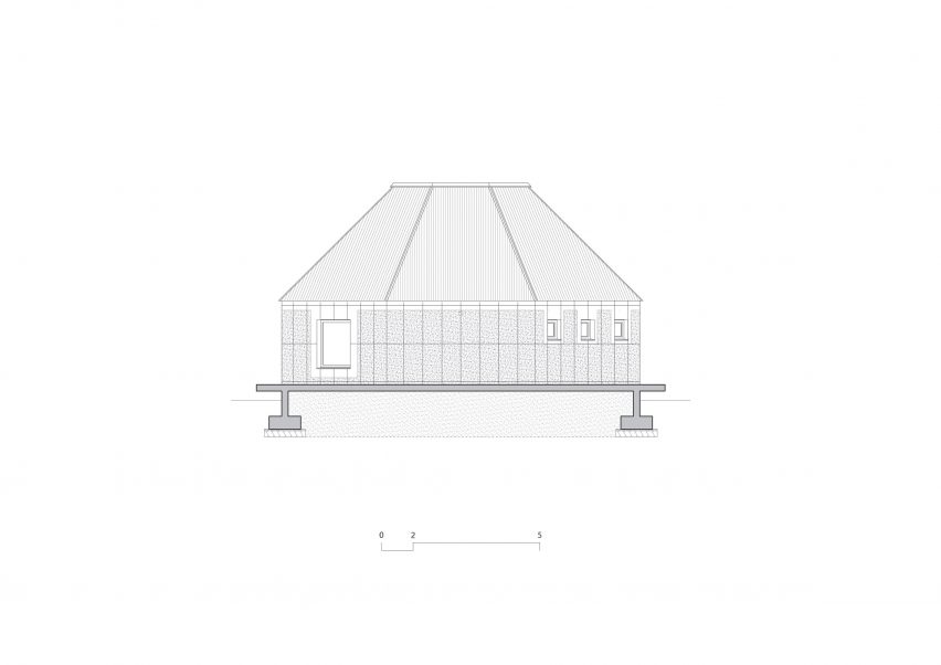 Elevation of the octagonal house at Hoji Gangneung by AOA Architect