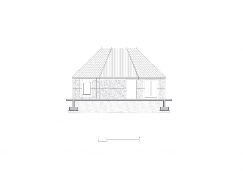 Elevation of the octagonal house at Hoji Gangneung by AOA Architect