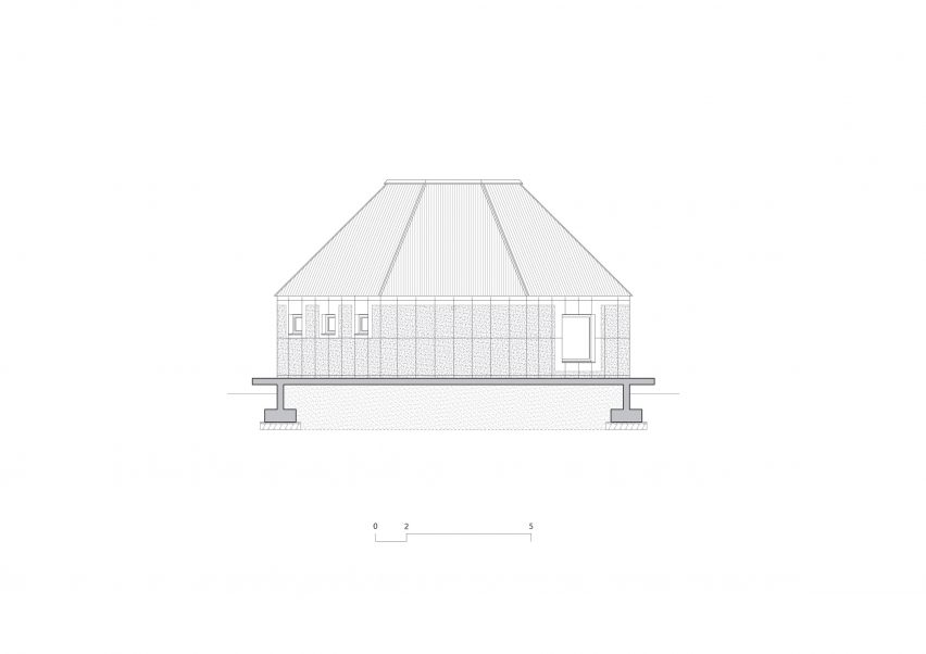 Elevation of the octagonal house at Hoji Gangneung by AOA Architect