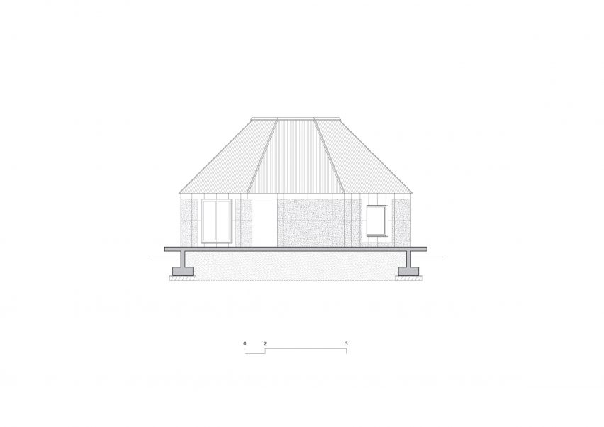 Elevation of the octagonal house at Hoji Gangneung by AOA Architect