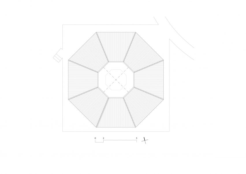 Roof plan of the octagonal house at Hoji Gangneung by AOA Architect
