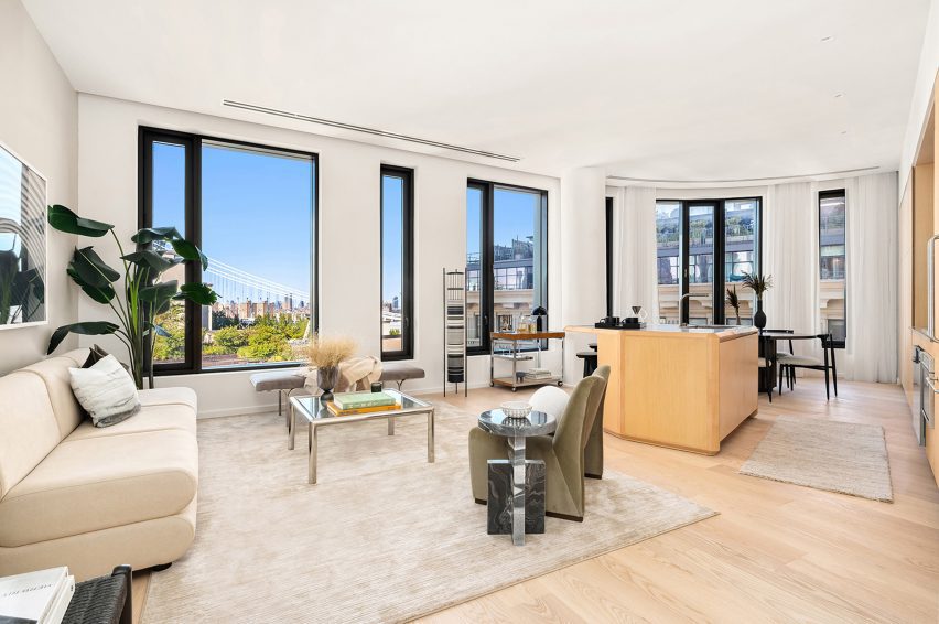An apartment with tall windows
