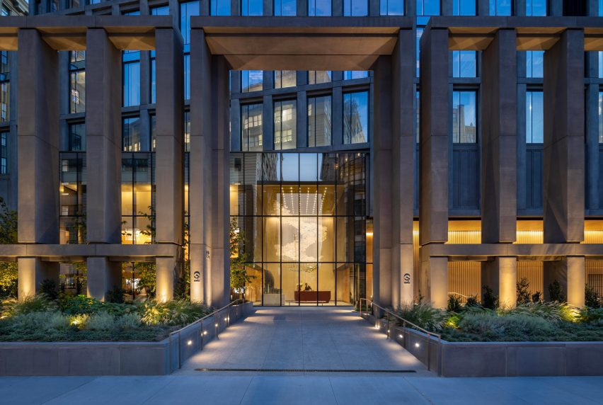 Entrance to building with tall columns