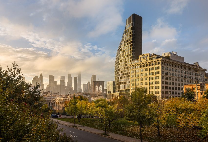 Wedge shaped tower in Brooklyn