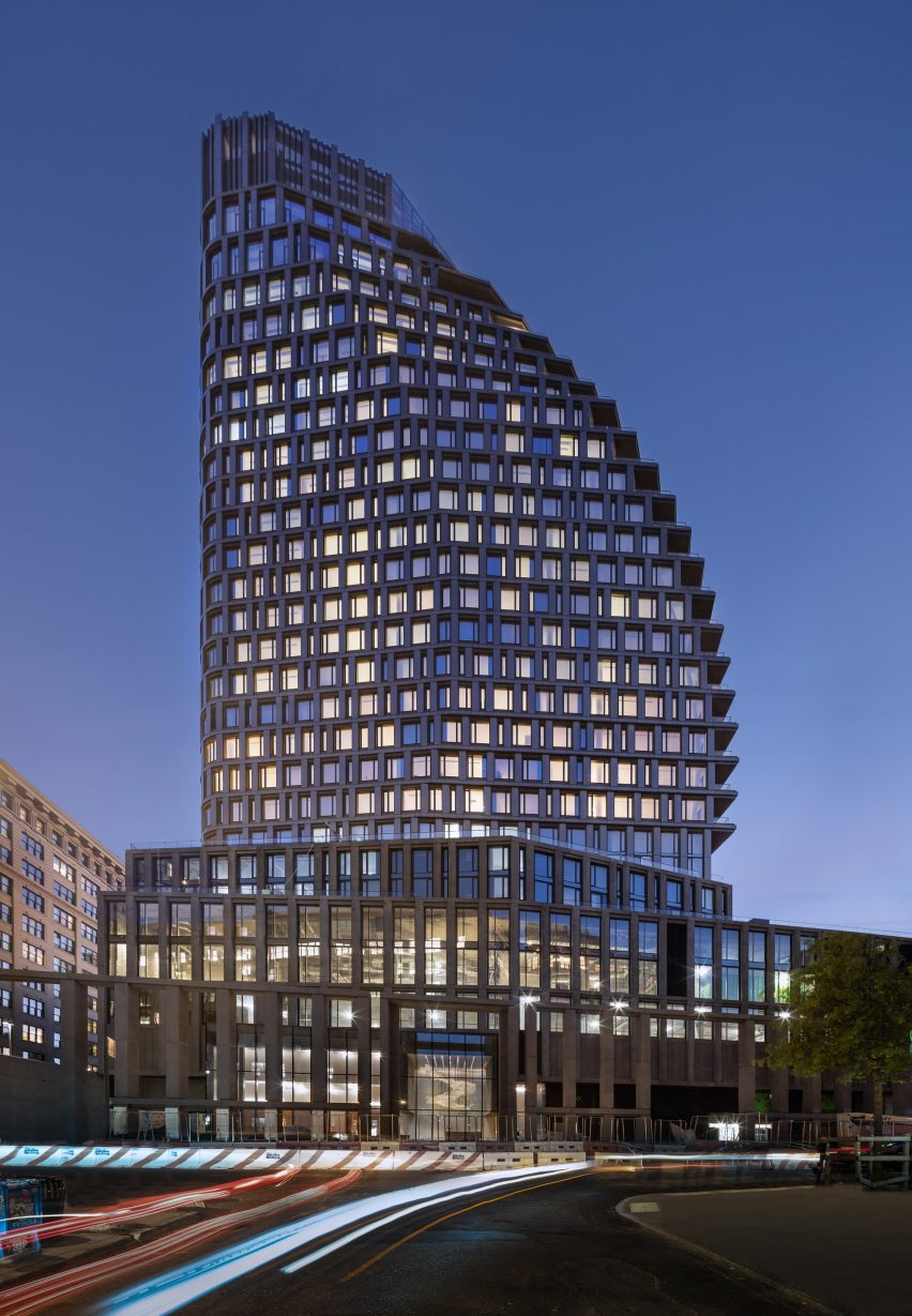 A building with a curved side