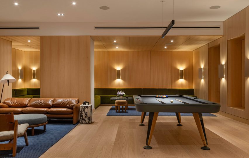 A game room in a luxury tower