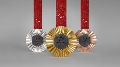 Red, silver and bronze medal from Paris 2024 olympics