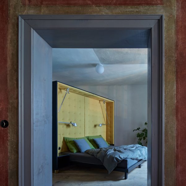 Bedroom of Masná 130 house in Český Krumlov, Czech Republic by ORA