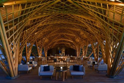 Interior view of restaurant in Maldives by Atelier Nomadic