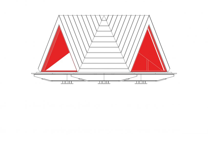 Elevation of Pinwheel shelter in the Italian Alps by EX