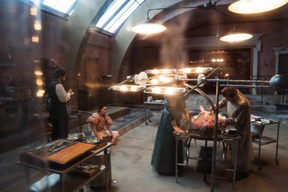 Actors in 19th-century operating theatre