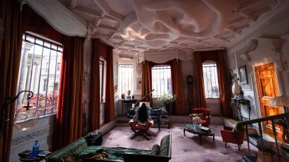 Pink room in Poor Things film