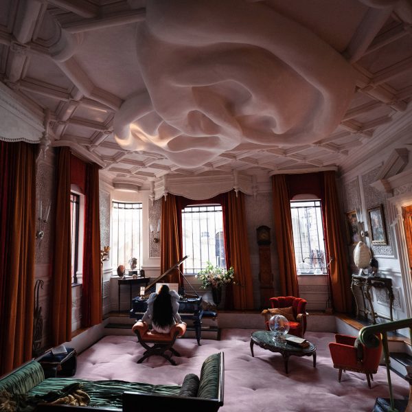 Pink room inside Bella Baxter's house from Poor Things set design