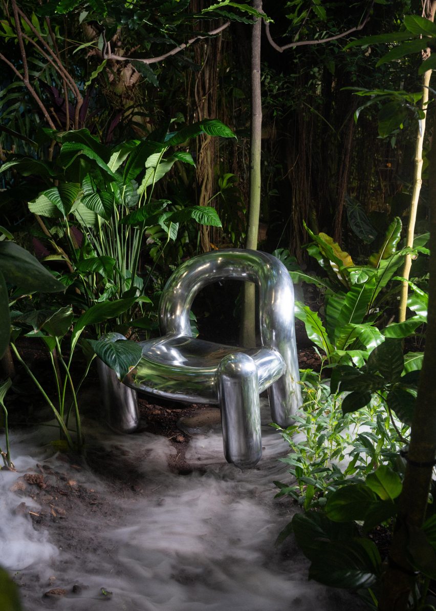 Silver version of Reality chair designed in virtual reality by Alexander Lervik and Gustav Winsth