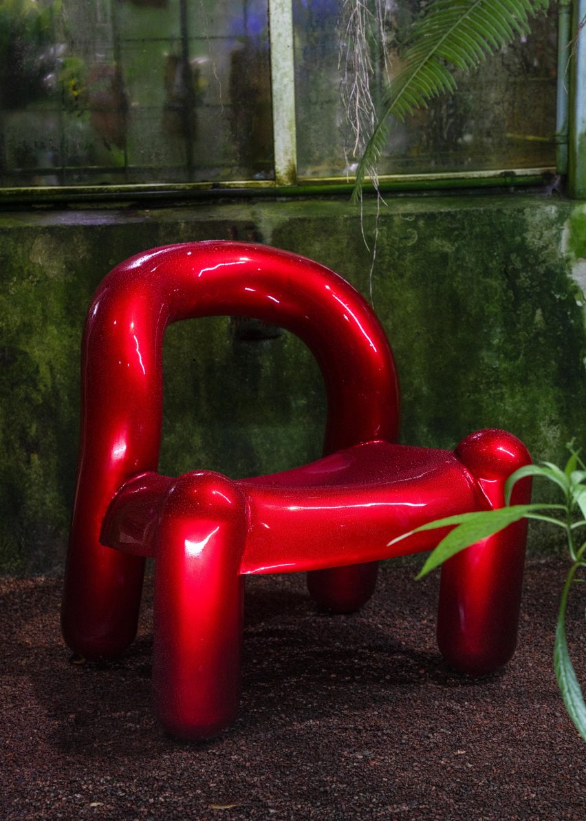 Red version of Reality chair designed in virtual reality by Alexander Lervik and Gustav Winsth