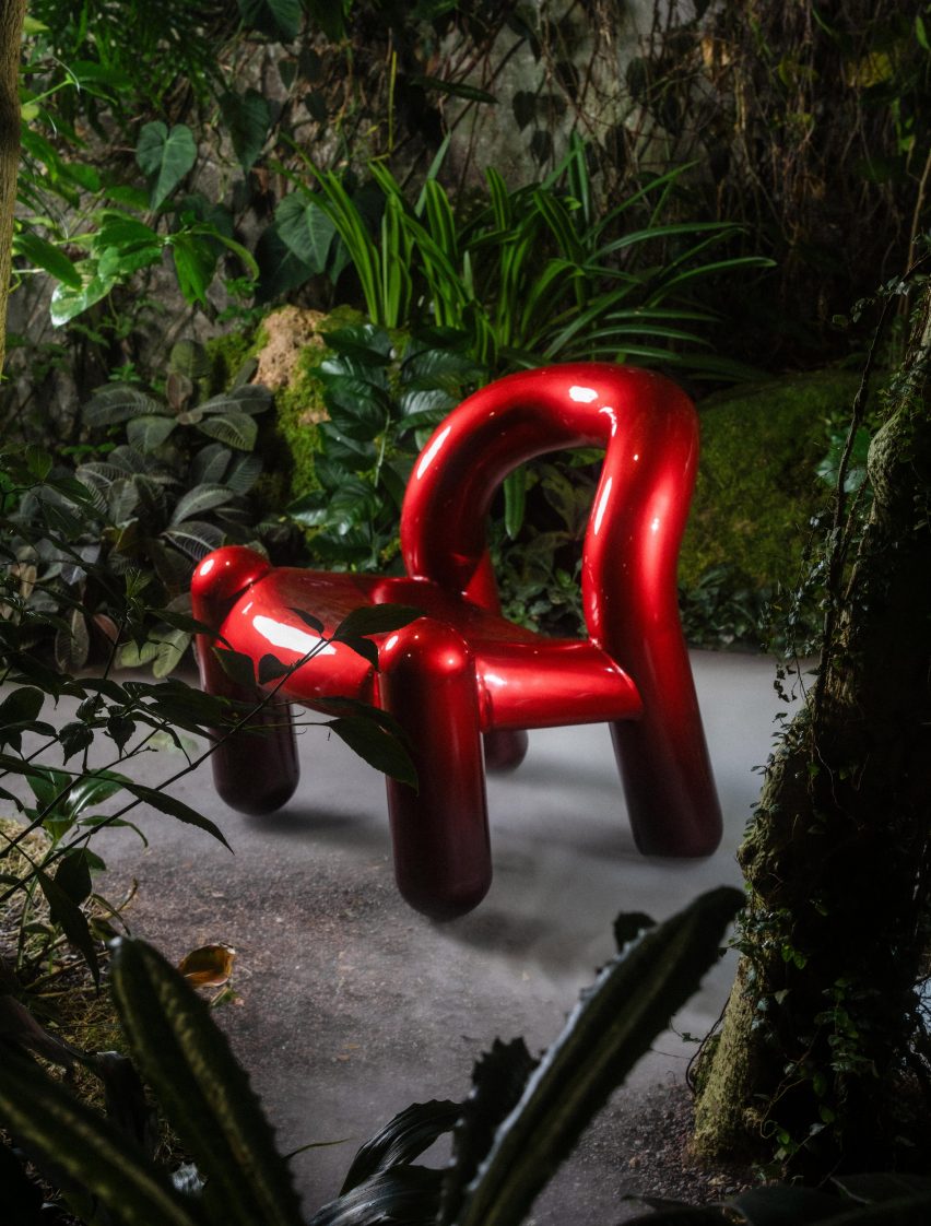 Red version of Reality chair designed in virtual reality by Alexander Lervik and Gustav Winsth