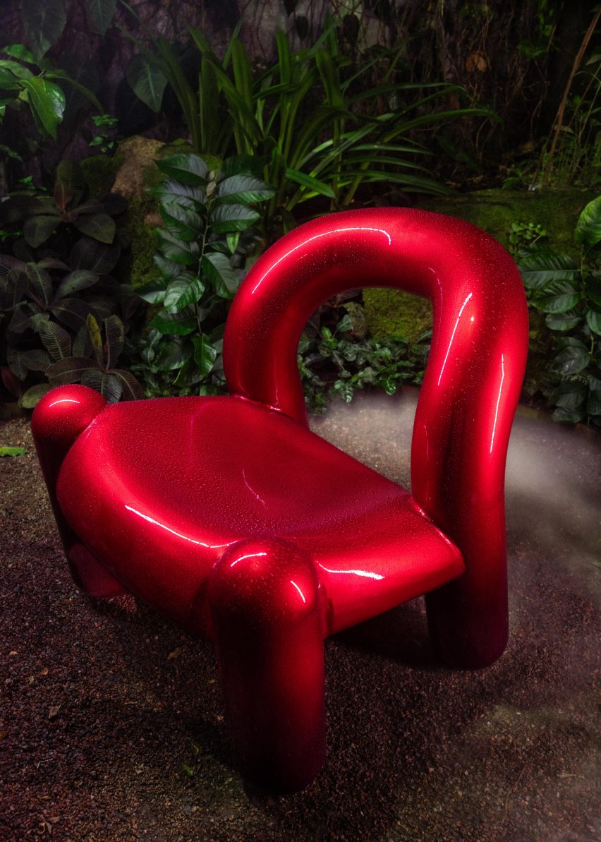 Red version of Reality chair designed in virtual reality by Alexander Lervik and Gustav Winsth