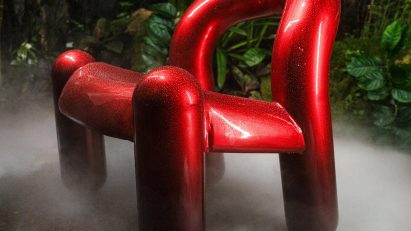 Red version of Reality chair designed in virtual reality by Alexander Lervik and Gustav Winsth
