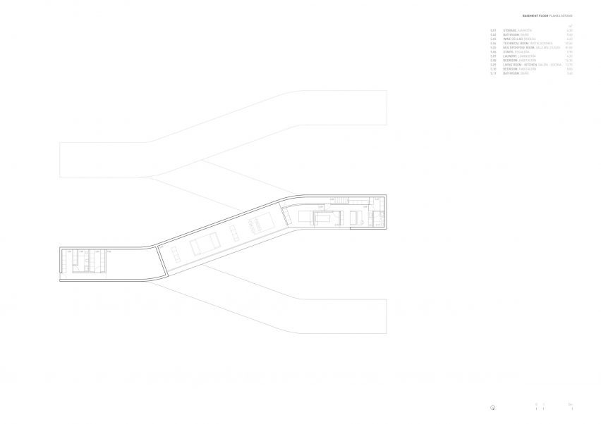 Basement plan of Sabater House by Fran Silvestre Arquitectos