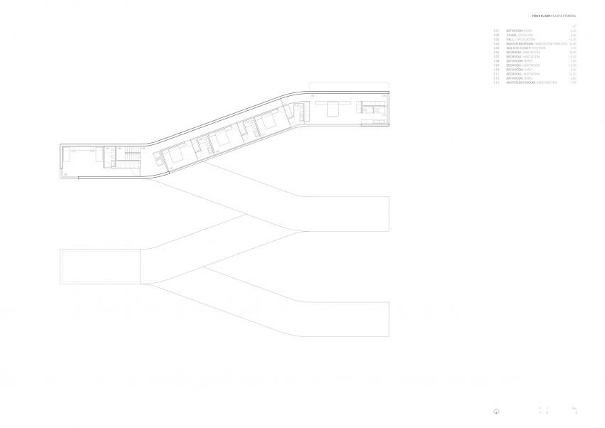 First floor plan of Sabater House by Fran Silvestre Arquitectos
