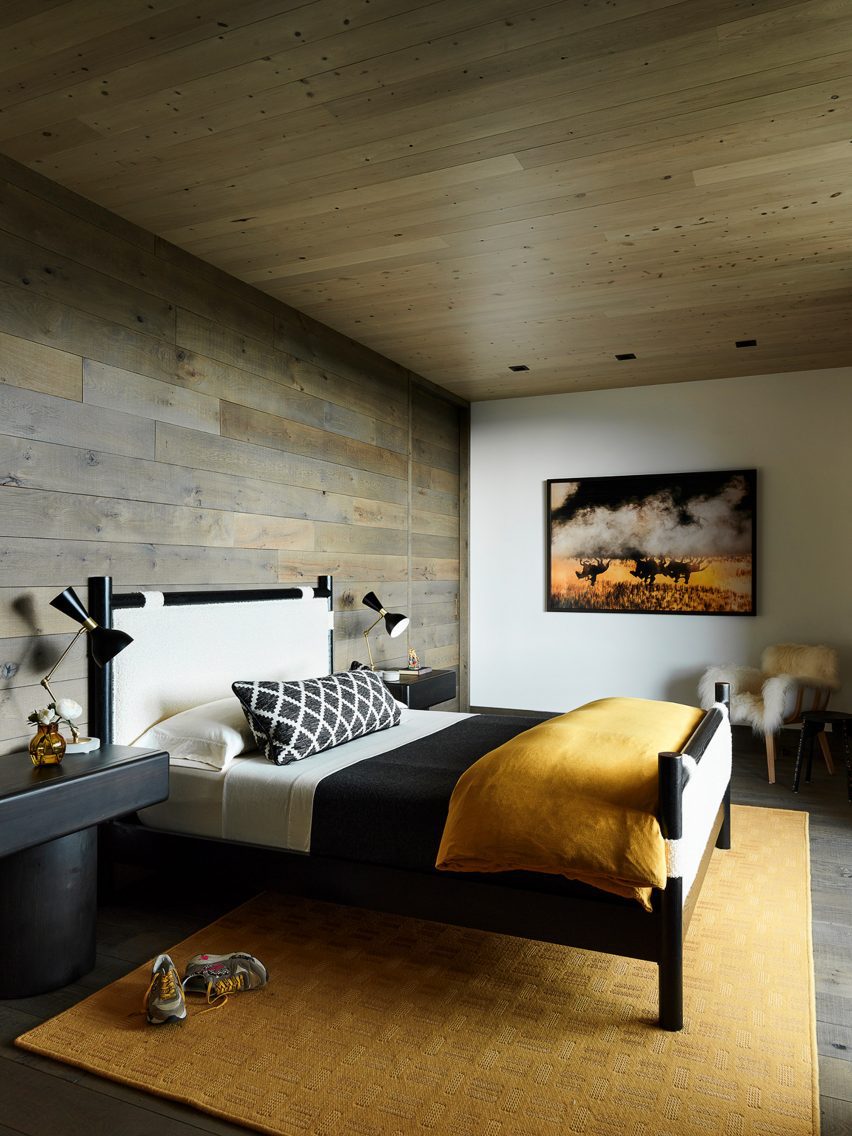 Bedroom with yellow blanket