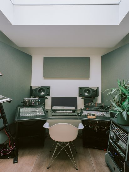 Interior of Shou Sugi Bangers music studio by Unknown Works