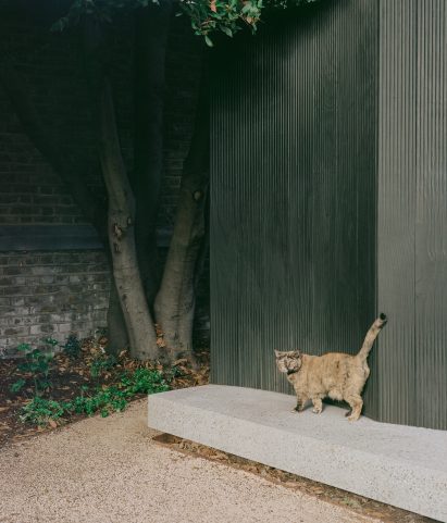 Curved facade of garden studio in London