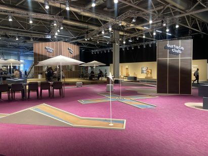 pink mini golf course at Stockholm Furniture Fair