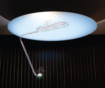 Diagram of a cooling system for a powerful ceiling lamp