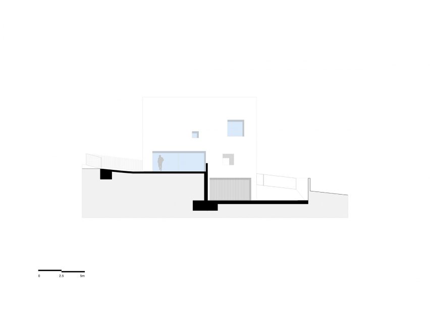 Sectional elevation of SV House by Spaceworkers in Portugal